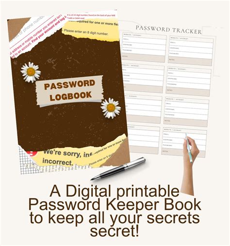 20 Pages Password Keeper Digital Kit Printable Password Saver Book Etsy