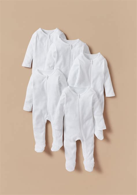 Buy Juniors Solid Closed Feet Sleepsuit - Set of 5 Online | Babyshop UAE