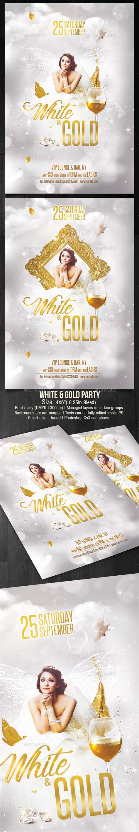 White And Gold Party Flyer Template