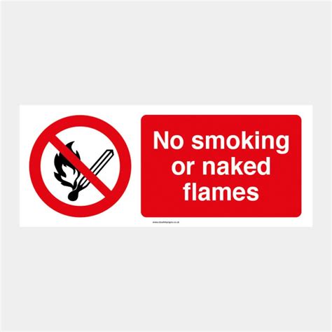 No Smoking Or Naked Flames Diamond Safety Signs