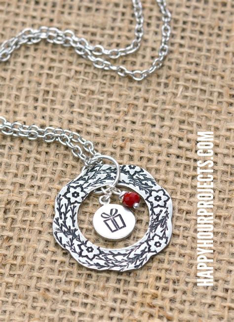 Hand Stamped Jewelry Design Stamps Wreath Necklace Happy Hour Projects