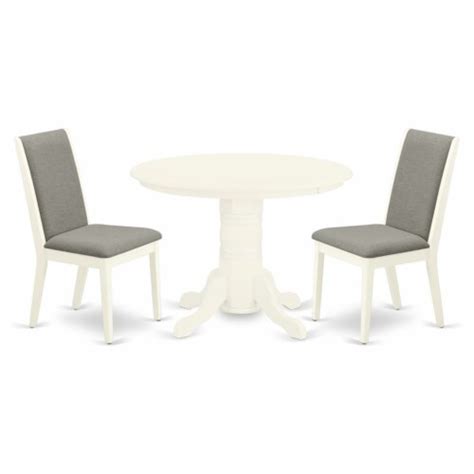 East West Furniture Shelton 3 Piece Wood Dining Set In Linen White