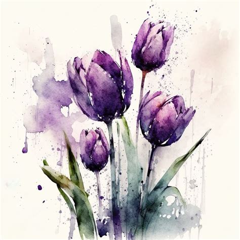 Tulips Print Printable Wall Art Watercolor Tulips Wall Decor Flower