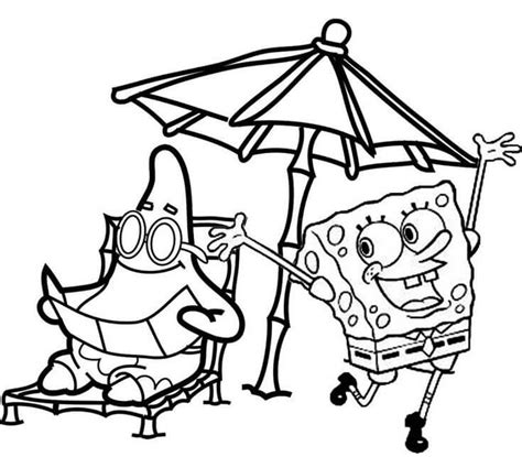 Patrick Star dan SpongeBob di Pantai