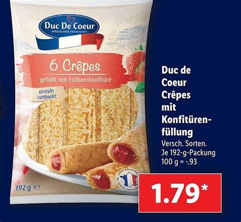 Duc De Coeur Crepes Mit Konfitüren Füllung Angebot bei Lidl 1Prospekte de