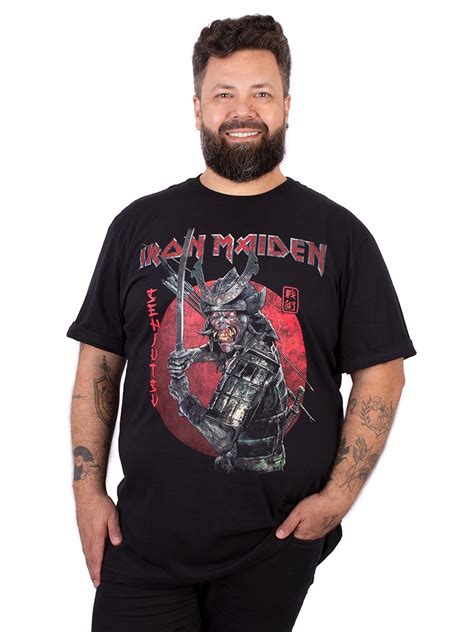 Camiseta Plus Size Iron Maiden Senjutsu Samurai Preta Viva A Vida