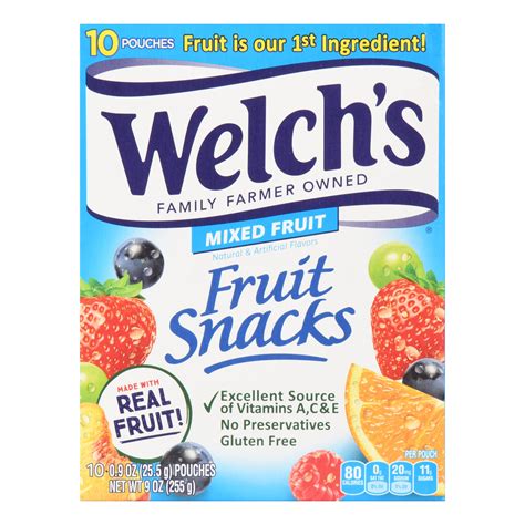 Welchs Mixed Fruit Snacks Pouches 09 Oz 10 Count