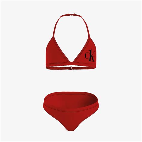 Calvin Klein Triangle Çocuk Kırmızı Bikini Takımı ÇOCUK Mayo Mayoşort SuperStep