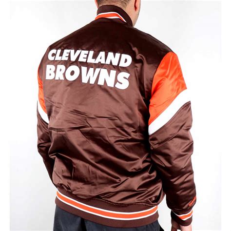 Full Snap Brown Cleveland Browns Heavyweight Satin Jacket