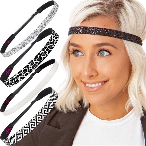 Hipsy Womens Adjustable No Slip Bling Glitter And Greek Key