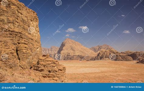 Wadi Rum Jordan Middle East Desert Landscape Sand Valley Surrounded By