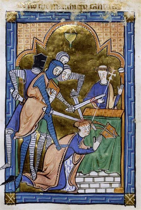 Themurderofthomasbecket From A 1250 Psalter Medieval Manuscript