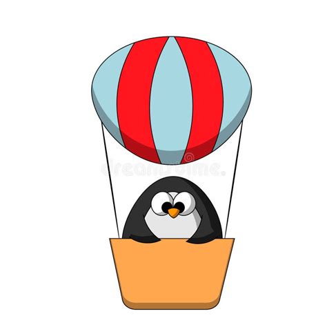 Pingüino Lindo De Dibujos Animados En Un Globo Inflable De Color