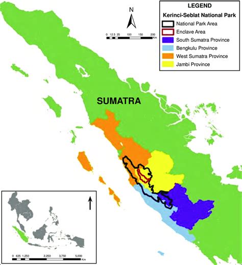 Map Of Kerinci Seblat National Park Indonesia The Area Inside The Red