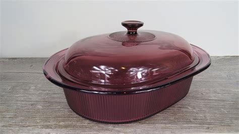 Corning Vision Cranberry Roaster With Lid Visions Oval Etsy Canada In