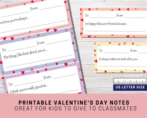 Printable Valentine's Day Notes for Kids to Give - Etsy