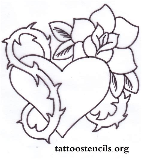 Black Heart Tattoo Design With Rose Stencil Free Flash O T Flickr