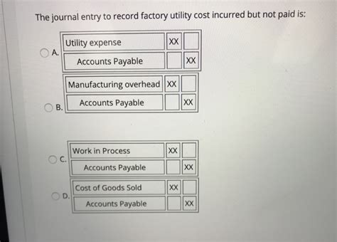 Solved The Journal Entry To Record Factory Utility Cost