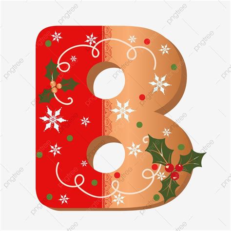 Cute Letter B Cookie Alphabet With Christmas Flowers Font Effect EPS