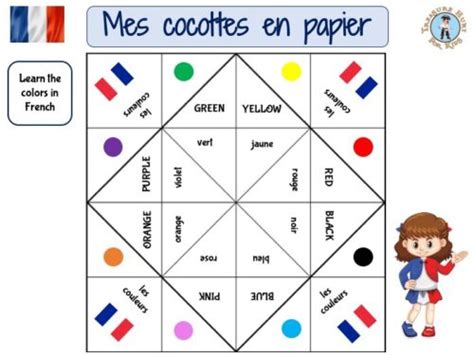 French Color Fortune Teller - Learning game - Treasure hunt 4 Kids