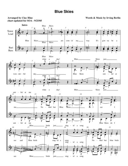 Blue Skies Arr Clay Hine By Willie Nelson Sheet Music For SSAA Choir