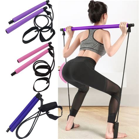 2024 New Fitness Yoga Pilates Bar Resistance Bands Pull Portable Body