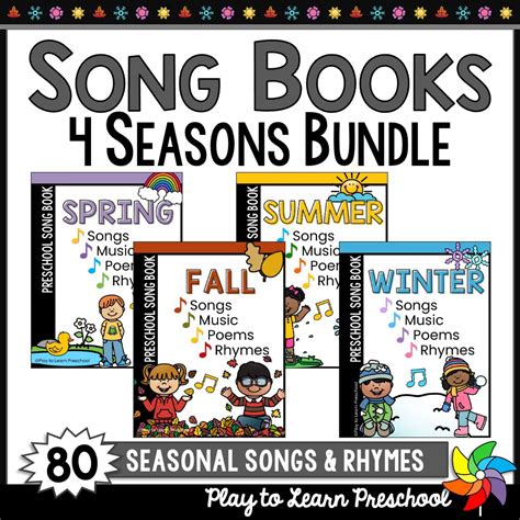 Songs Rhymes Music Fingerplays for Preschoolers 4 Seasons Song Book - Play to Learn Preschool