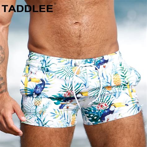 Taddlee Brand Mens Swim Trunks Boxer Long Swimwear Swimsuits Beachwear