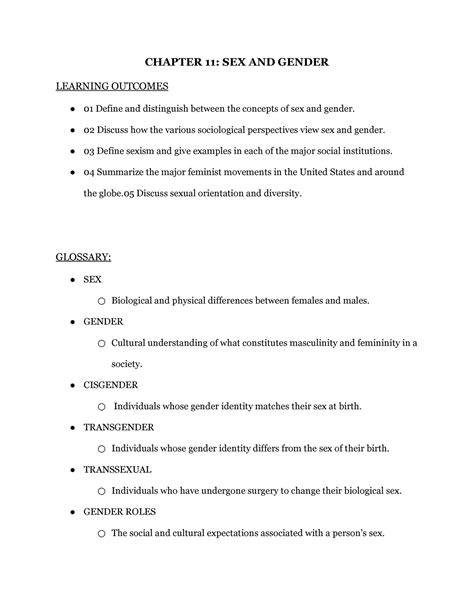 Chapter 11 Sex And Gender Chapter 11 Sex And Gender Learning