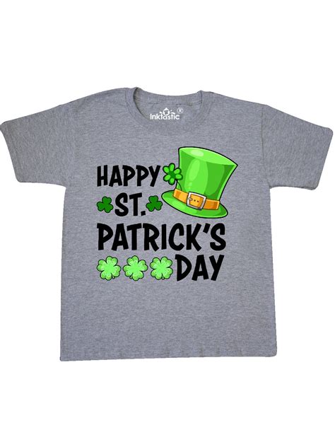 Happy St. Patrick's Day Green Hat and Clovers Youth T-Shirt - Walmart ...