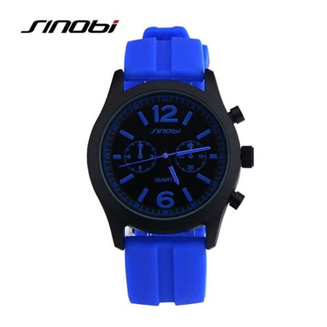 SINOBI Hombre Reloj Deportivo Reloj De Pulsera Cuarzo Silicona Azul 30