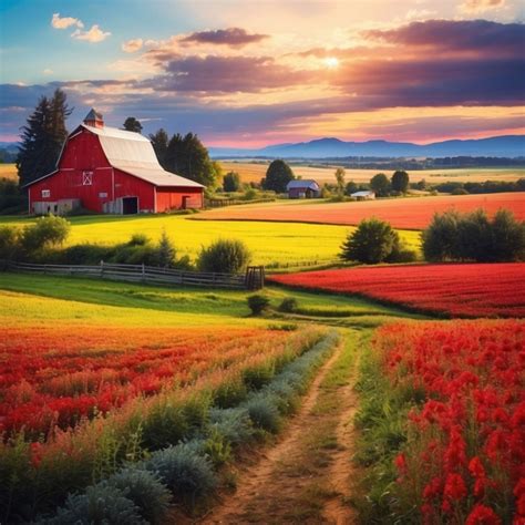 Farm Fields And Red Barn Free Stock Photo Public Domain Pictures