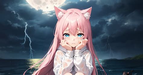 Cute Crying Pink Cat Girl Sefinekのイラスト Pixiv