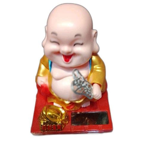 Glossy Multicolor Fiber Laughing Buddha Statue For Decoration At Rs