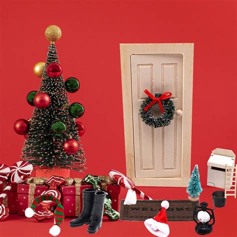 Dollhouse Miniatures Props Creative Christmas Tree Kit Diy Wreath Broom