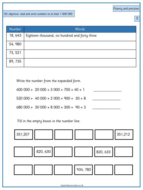 Read And Write Numbers To 1 000 000 Master The Curriculum