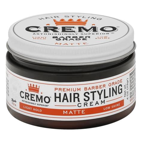 Cremo Premium Barber Grade Hair Styling Matte Cream Light Hold Low