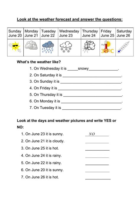 Weather Forecast Esl Worksheet By Husna Worksheets Library