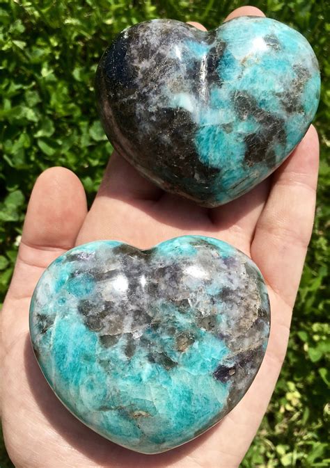 Amazonite Crystal Heart Large Chakra Stones Stone Heart Amazonite