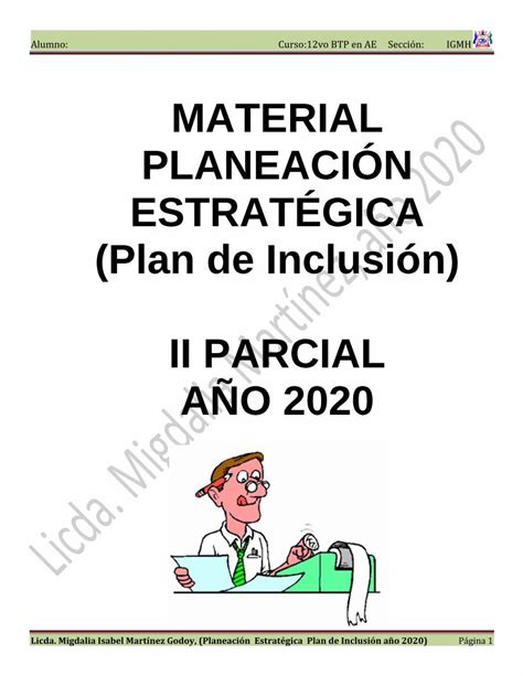 PDF MATERIAL PLANEACIÓN ESTRATÉGICA Plan de Inclusión II DOKUMEN TIPS