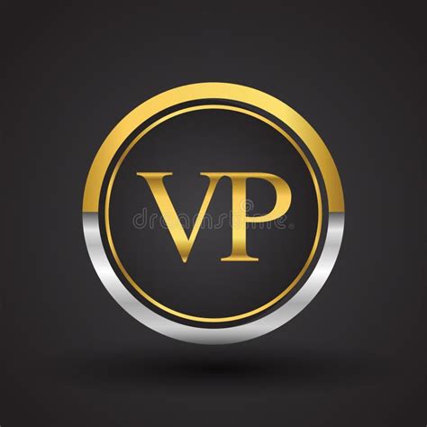 Vp Letter Logo In A Circle Gold And Silver Colored Vector Design