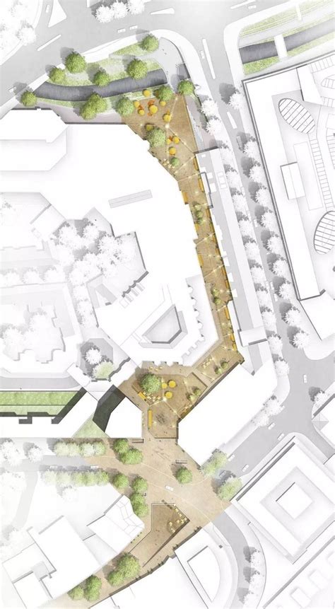 Colored Pedestrian Street Site Plan Landscape Design Drawings Urban