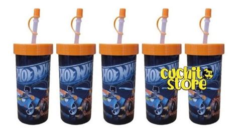 Pack Vasos Con Bombilla Niños Hot Wheels ml Fiesta Cuotas sin interés