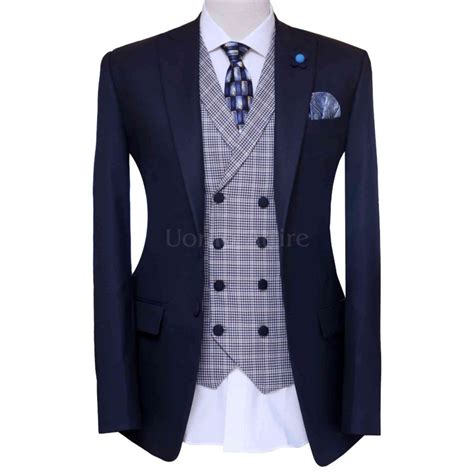 Contrast Mens Three Piece Suit Uomo Attire