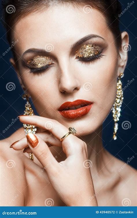 Shining face makeup stock photo. Image of blue, fingernail - 43940572