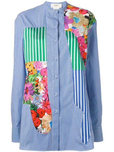 Ports 1961 Floral Print Striped Shirt In Blue Modesens Striped Shirt Floral Prints Striped