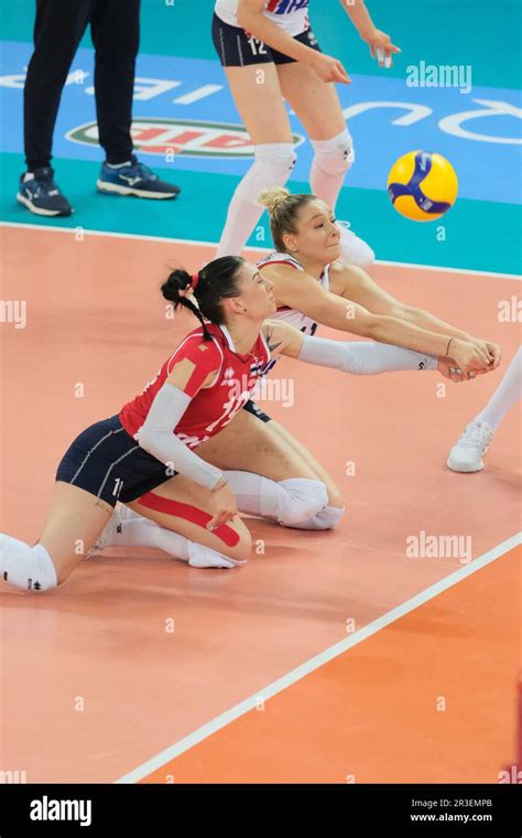 Izabela Štimac And Dijana Karatovi R Of Croatia In Action During The Dhl Test Match