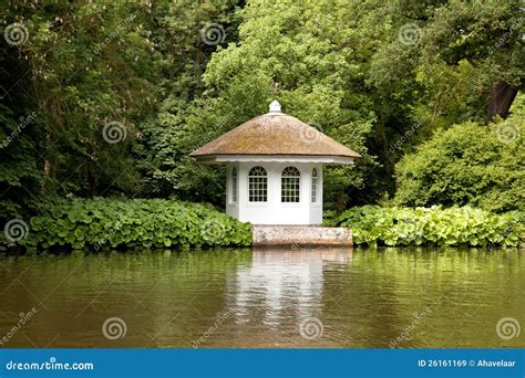 Little House in Rich Garden on Embankment Stock Image - Image of plant ...