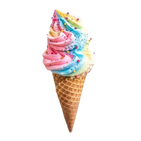 Colorful Swirl Ice Cream Cone With Sprinkles 47831728 Png