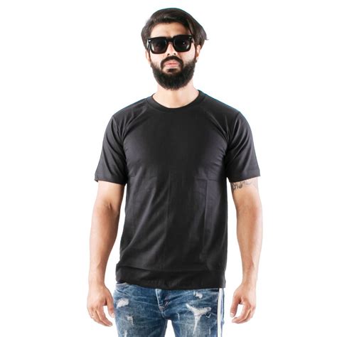 Half Sleeve Black Mens Cotton Round Neck Plain T Shirts Size S To Xxl